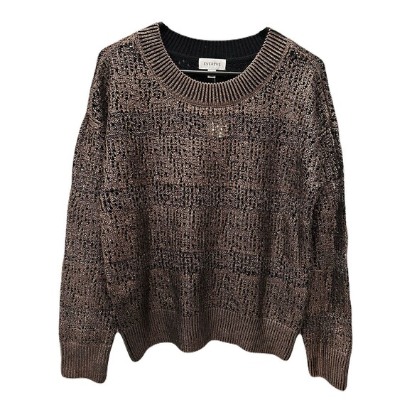 NEW Evereve Womens Size Medium Atlas Pullover Open Knit Copper Sweater $108 - Picture 2 of 8